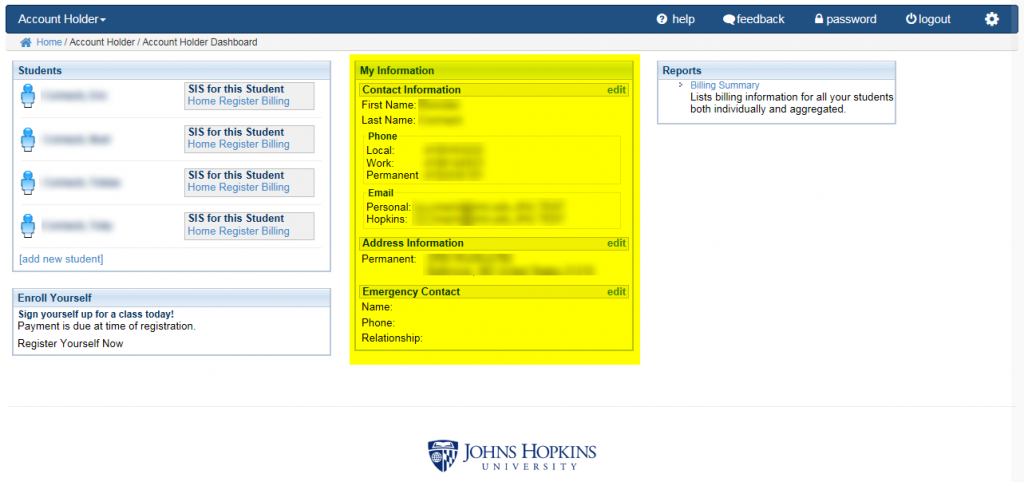 Account Holder Dashboard