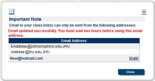 Email Addresses Able to Send to Class List