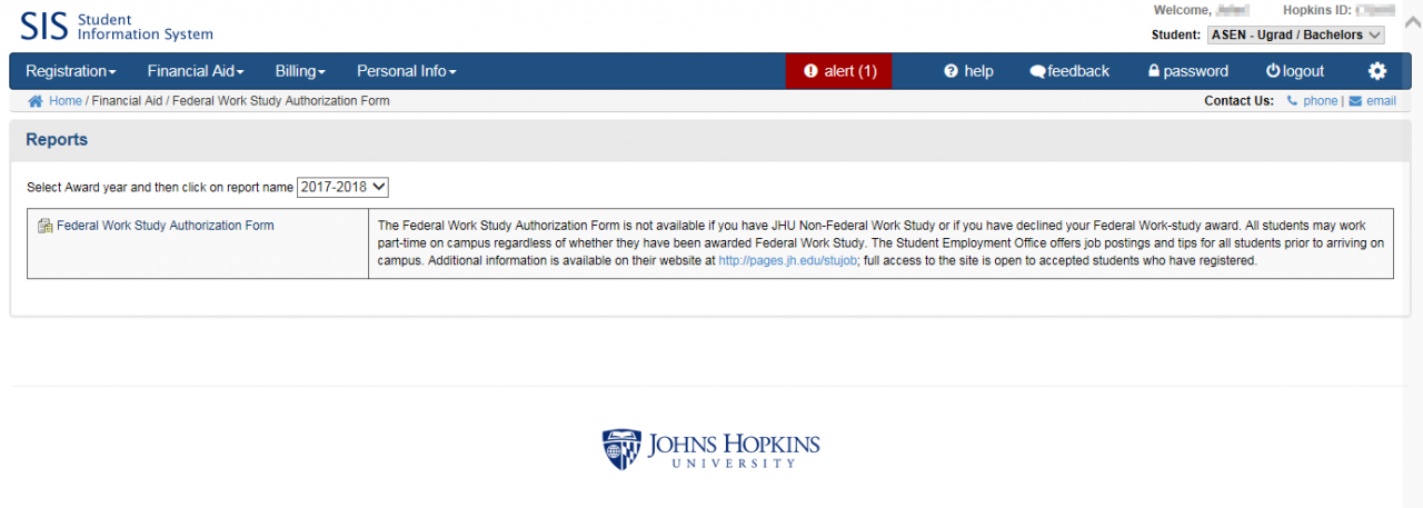 How Do I View My Financial Aid IT JH University Information Systems