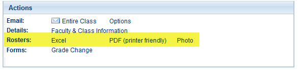 Actions Box - Rosters available in Excel, PDF, or Photo formats