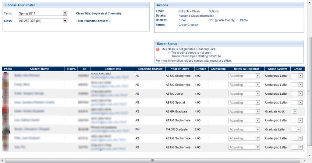 Faculty Dashboard - Class Roster