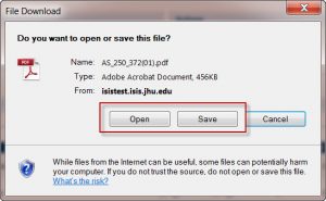 Do You Want to Open or Save this file Popup
