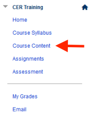 Course Content link in the course menu