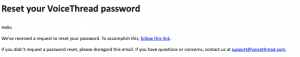 Reset your VoiceThread password email