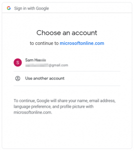 Google sign-in page