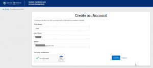 Create an Account form