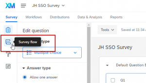 Survey flow menu item