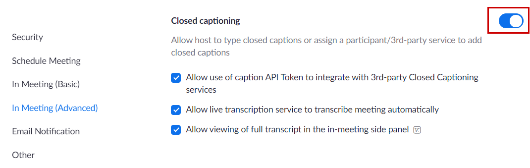 Enable closed captioning from web