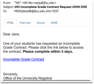 Incomplete Grade Request Email
